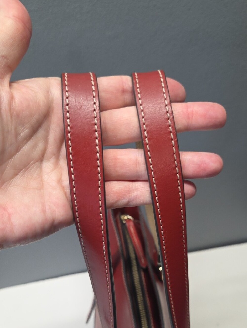 Dooney & Bourke Cherry Red Leather Tote with Front Zip - Picture 5 of 10
